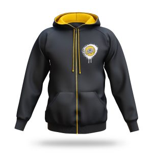 HHK x Doodles – Hanorac negru/galben cu fermoar