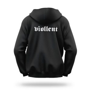 Viollent – Iau Toti Banii si Plec – Hanorac oversize (alb / negru)