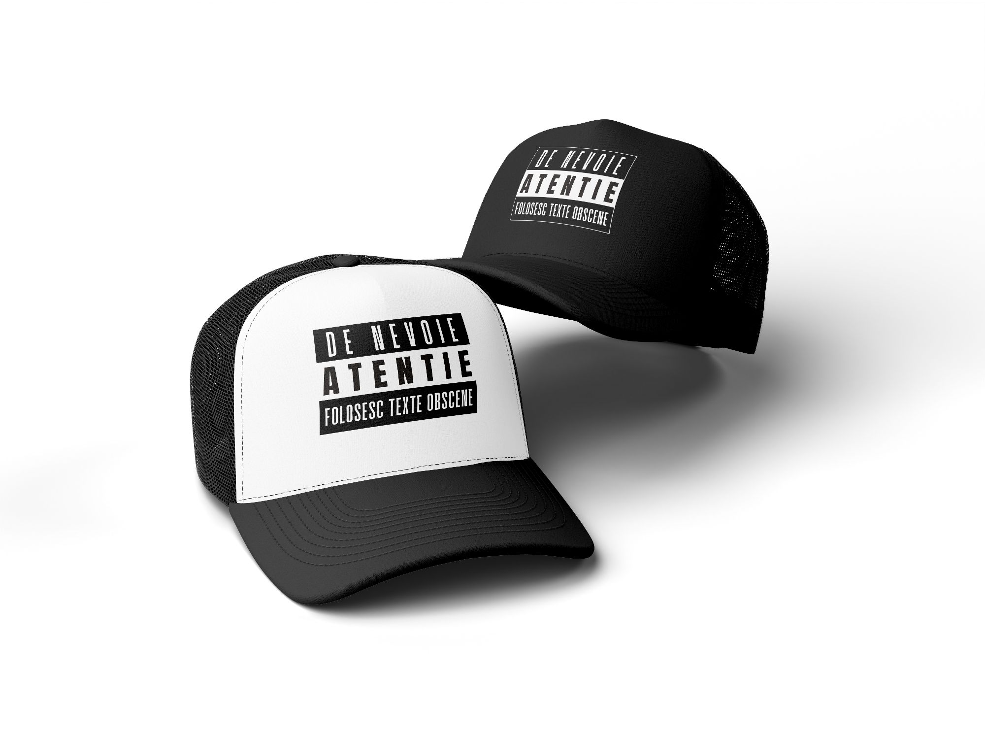 CenzuraH - Șapcă trucker "Texte obscene" (alb / negru)