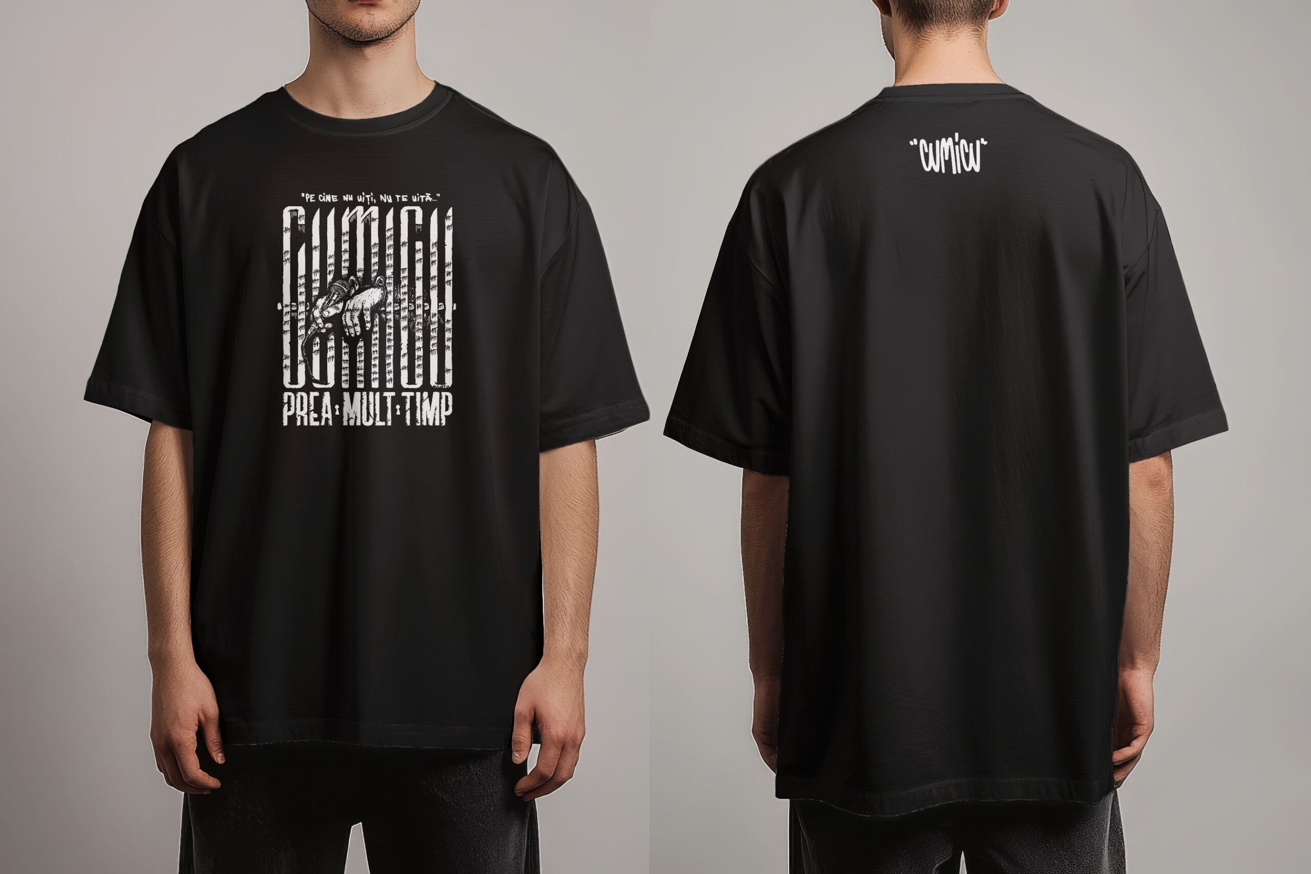 Cumicu – Tricou oversize “Prea mult timp” (negru)